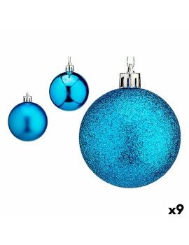 Conjunto de bolas de Natal 6 cm Azul Plástico (9 Unidades)
