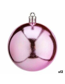 Conjunto de bolas de Natal Cor de Rosa Plástico Ø 7 cm (12 Unidades)