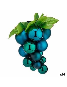 Bola de Navidad Uvas Mini Azul Plástico 15 x 15 x 20 cm (14 Unidades)