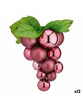 Bola de Navidad Uvas Mediano Rosa Plástico 18 x 18 x 28 cm (12 Unidades)