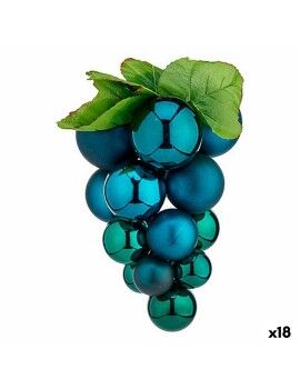 Bola de Navidad Uvas Pequeño Azul Plástico 14 x 14 x 25 cm (18 Unidades)