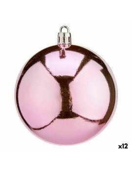 Conjunto de bolas de Natal Cor de Rosa Plástico 8 x 9 x 8 cm (12 Unidades)