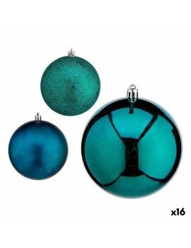 Conjunto de bolas de Natal Azul Plástico 10 x 11 x 10 cm (16 Unidades)