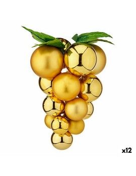 Bola de Natal Uvas Médio Dourado Plástico 18 x 18 x 28 cm (12 Unidades)