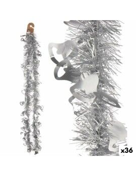 Grinalda de Natal Enfeite Cintilante Exaustores Prateado Plástico 12 x 12 x 200 cm (36 Unidades)