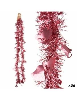 Grinalda de Natal Enfeite Cintilante Exaustores Cor de Rosa Plástico 12 x 12 x 200 cm (36 Unidades)