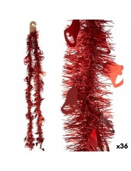 Grinalda de Natal Enfeite Cintilante Exaustores Vermelho Plástico 12 x 12 x 200 cm (36 Unidades)