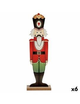 Figura Decorativa Cascanueces Blanco Negro Rojo Verde Madera 10 x 60 x 19 cm (6 Unidades)