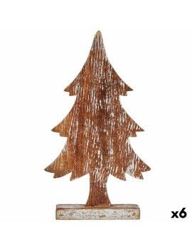 Figura Decorativa Árbol de Navidad Plateado Madera 5 x 39 x 21 cm (6 Unidades)