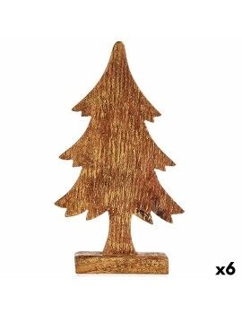 Figura Decorativa Árbol de Navidad Dorado Madera 5 x 31 x 15,5 cm (6 Unidades)