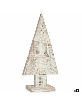 Figura Decorativa Árbol de Navidad Blanco Natural Madera 9 x 41,5 x 20 cm (12 Unidades)