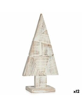 Figura Decorativa Árvore de Natal Branco Natural Madeira 9 x 41,5 x 20 cm (12 Unidades)