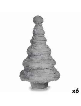 Árbol de Navidad Terciopelo Gris 22 x 37,5 x 22 cm (6 Unidades)