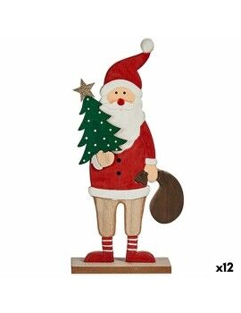 Figura Decorativa Papá Noel Blanco Marrón Rojo Verde Madera 5 x 30 x 15 cm (12 Unidades)