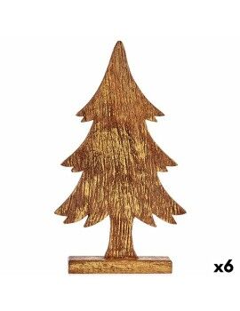 Figura Decorativa Árbol de Navidad Dorado Madera 5 x 39 x 22 cm (6 Unidades)