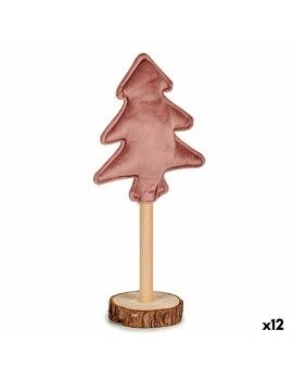 Árbol de Navidad Poliéster Rosa Madera 8 x 13 x 30 cm (12 Unidades)