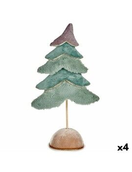 Árbol de Navidad Terciopelo Turquesa 16 x 55 x 29 cm (4 Unidades)