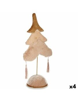 Árbol de Navidad Poliéster Beige Dorado Madera 12 x 43 x 22 cm (4 Unidades)