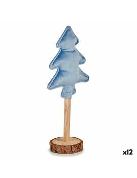 Árbol de Navidad Poliéster Azul Madera 9,5 x 32 x 13 cm (12 Unidades)