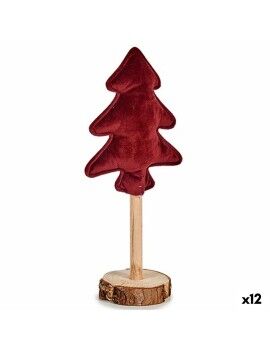 Árbol de Navidad Poliéster Granate Madera 9,5 x 32 x 13 cm (12 Unidades)