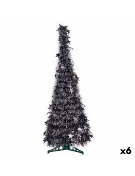 Árvore de Natal Antracite Enfeite Cintilante 38 x 38 x 105 cm (6 Unidades)