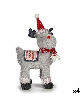 Figura Decorativa Reno de Navidad Rojo Gris 21 x 36 x 36 cm (4 Unidades)