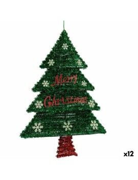 Adorno Navideño Colgante Árbol de Navidad Espumillón Luz LED Rojo Verde Polipropileno PET 44 x...