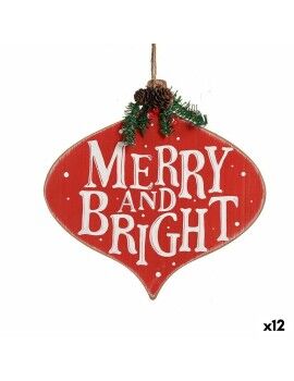 Adorno Navideño Merry and Bright Cartel Colgante Rojo Plástico Madera MDF 30 x 3,5 x 30 cm (12...