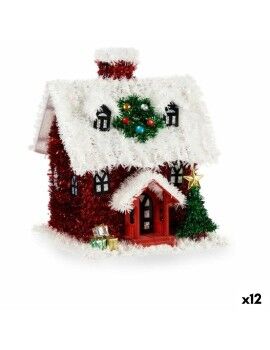 Figura Decorativa Casa Enfeite Cintilante Branco Vermelho Polipropileno PET 19 x 24,5 x 19 cm (12...