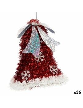 Adorno Navideño Colgante Campanas Espumillón Blanco Rojo 10,2 x 13 x 10,2 cm (36 Unidades)