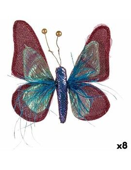 Figura Decorativa Mariposa Azul Rosa 14 x 3 x 18 cm (8 Unidades)