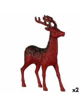 Figura Decorativa Reno de Navidad Rojo Plástico 15 x 45 x 30 cm (2 Unidades)