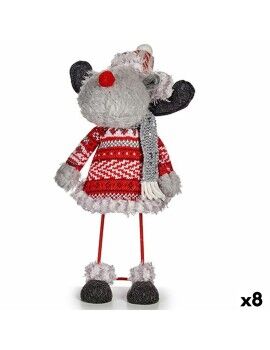 Figura Decorativa Reno de Navidad Rojo Gris 13 x 33,5 x 20 cm (8 Unidades)