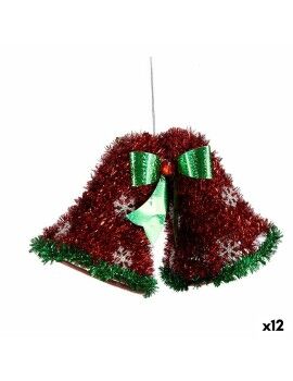 Adorno Navideño Colgante Campanas Espumillón Rojo Verde 21 x 14 x 10 cm (12 Unidades)