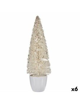 Figura Decorativa Árvore de Natal Branco Plástico 10 x 33 x 10 cm (6 Unidades)