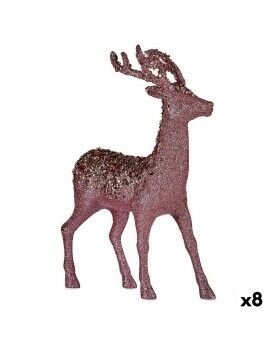 Figura Decorativa Rena de Natal Cor de Rosa Plástico 15 x 45 x 30 cm (8 Unidades)
