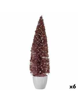 Figura Decorativa Árbol de Navidad Rosa Plástico 10 x 38 x 10 cm (6 Unidades)