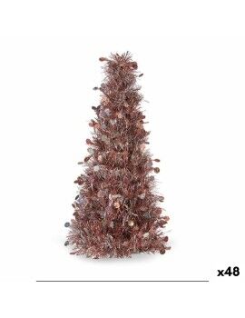 Figura Decorativa Árbol de Navidad Espumillón Blanco Rosa Polipropileno PET 18 x 31 x 18 cm (48...