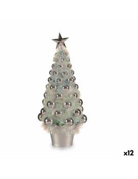 Figura Decorativa Árvore de Natal Prateado Polipropileno PET 16 x 37,5 x 16 cm (12 Unidades)