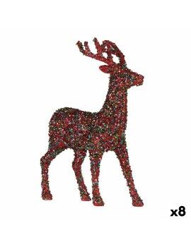 Figura Decorativa Reno de Navidad Purpurina Multicolor Plástico 15 x 45 x 30 cm (8 Unidades)