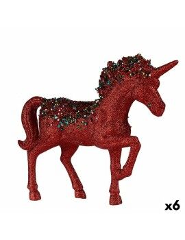 Figura Decorativa Unicornio Rojo Plástico 9,5 x 31 x 40 cm (6 Unidades)