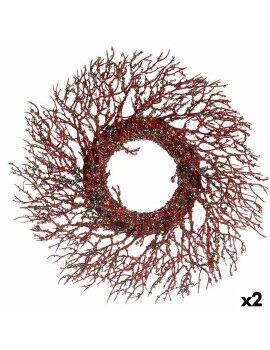 Coroa de Natal Rama Vermelho Plástico 50 x 10 x 50 cm (2 Unidades)