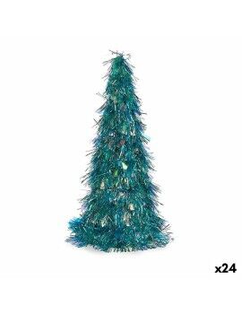 Figura Decorativa Árbol de Navidad Espumillón Azul Polipropileno PET 24 x 46 x 24 cm (24 Unidades)