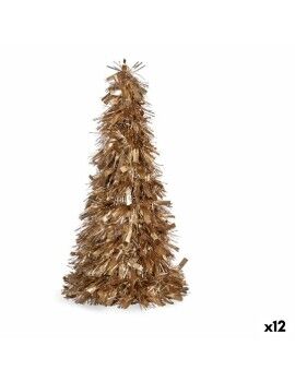 Figura Decorativa Árbol de Navidad Espumillón Dorado Polipropileno PET 27 x 45,5 x 27 cm (12...