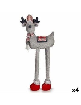 Figura Decorativa Reno de Navidad Rojo Gris 23 x 55 x 49 cm (4 Unidades)