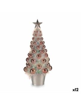 Figura Decorativa Árbol de Navidad Rosa Polipropileno PET 16 x 37,5 x 16 cm (12 Unidades)