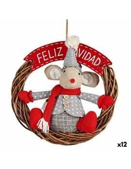 Adorno Navideño Colgante Ratón Rojo Gris 33 x 12 x 33 cm (12 Unidades)