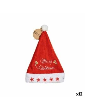 Gorro de Papá Noel Merry Christmas Estrellas Rojo 24 x 2 x 35 cm (12 Unidades)