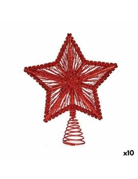 Estrella de Navidad Rojo Acero Plástico 20 x 5 x 25 cm (10 Unidades)