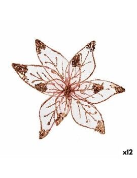 Flor Decorativa Dorado Rosa Plástico 25 x 25 x 7 cm (12 Unidades)